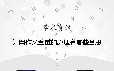 知网作文查重的原理有哪些意思